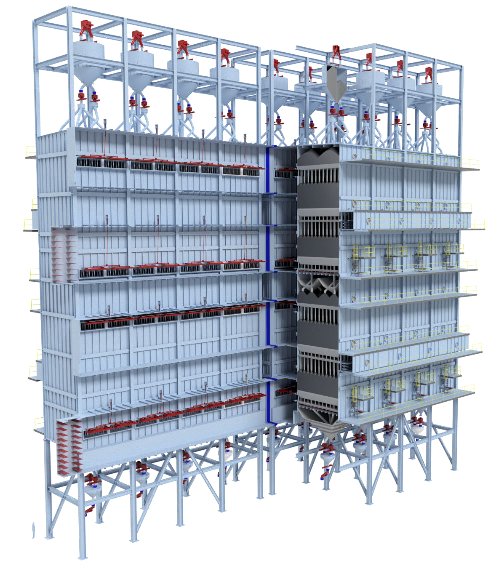Large activated carbon flue gas cleaning system